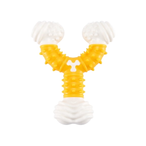 Dog Toys for Aggressive Chewers Y Shape Indestructible Dog Toys Durable Nylon Bone Chew Toys for Dental Care Interactive Training for Small Large Breed Puppies Yellow 1 Pack