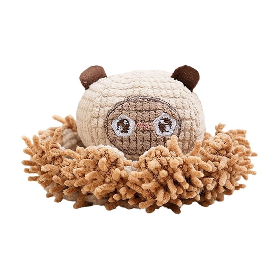 Dog Toys Cartoon Mop Plush Squeaky Toy, Interactive Chew Toy For Puppies Small Medium Dogs Cats Pet Toys, Khaki