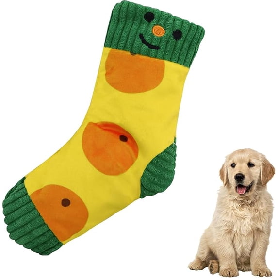 Dog Toys and Chew Toys for Dogs, Sock-Shaped Squeaky Plush Pet Toy with Snuffle Pocket, Interactive Soft Corduroy Puppy Play Toy for Small and Medium Breeds, Multi-Color