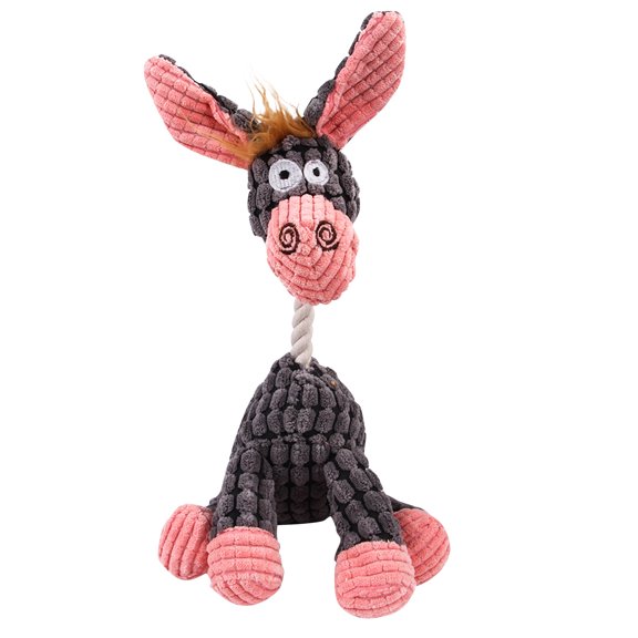 Dog Toys Donkey Shaped Plush Squeaky Chew Toy, Teeth Cleaning Molar Toy Interactive Fetch for Small Medium Dogs(Gray)