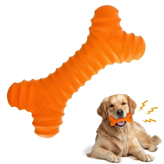Rubber Bone, Dog Chew Toy for Aggressive Chewers with Squeaker, Durable Dogs Toys for Large and Medium Breeds, 6 Inch (1 Pack)