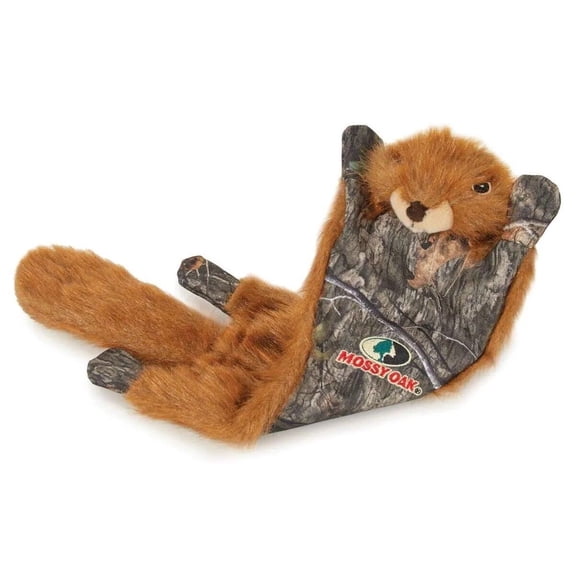 Dog Toys Extra Tough Mossy Camo Animals Many Textures Squeak Crinkle Plush Oak (Flattie Beaver - 20")