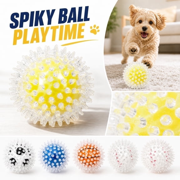 Dog Toys, Indestructible Dog Ball, Dog Soccer Ball, Dog Dental Chew, Pet Dog Supplies, 3 Inch Diameter Spiky Dual Layer Dog Ball for Self Play, Durable Dog Chew Toys for Teeth and