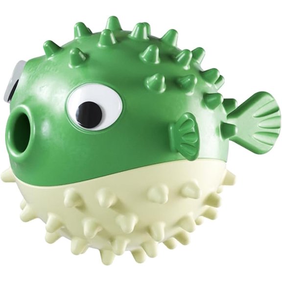 Dog Toys Interactive Bouncing Puffer Fish Food Leaking Ball, Durable Treat Dispensing Puzzle Toy for Large and Small Dogs, Mental Stimulation Exercise, Green, Red, or Yellow, 1pc