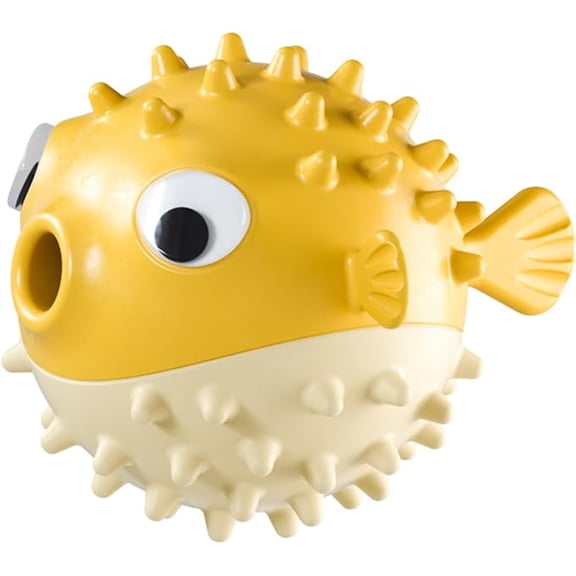 Dog Toys Interactive Bouncing Puffer Fish Food Leaking Ball, Durable Treat Dispensing Puzzle Toy for Large and Small Dogs, Mental Stimulation Exercise, Green, Red, or Yellow, 1pc