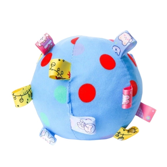 Dog Toys For Large Dogs Soft Plush Ball with Multicolored Polka Dots and Tag Ribbons for Infants and Toddlers Sensory Toy Development Interactive Chew Toys For Pet Dogs Indestructible Squeaky Stuffed