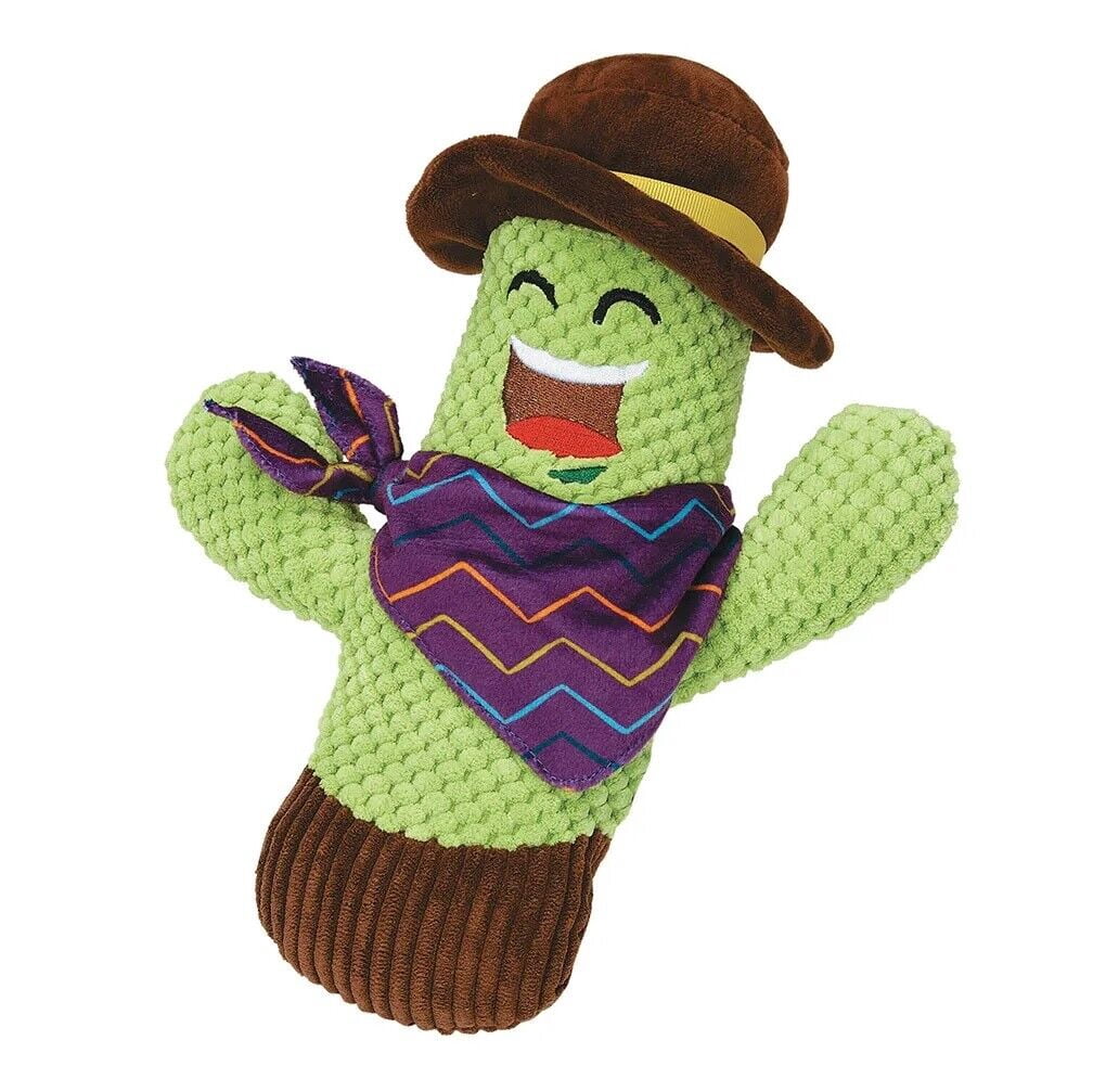 Dog Toys Sassy Cacti Multi Texture Soft Play Fun Squeaker Cuddle Toss Fetch (Hat)