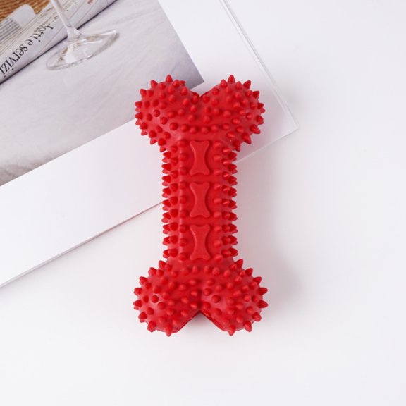 Dog Toys Silicone Bone Durable Chew Toy, Safe Non-Toxic Teething Molar Cleaning Toy for Puppy Small Dogs(Red Dog Chew Toys)
