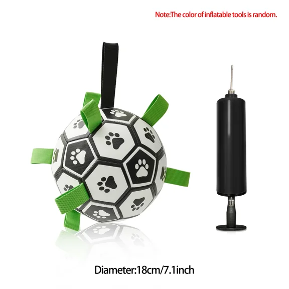 Dog Toys Soccer Ball with Straps Interactive Dog Toy for Tug of War Toy Durable Balls for Dog Toy Football Interactive Pull Dog Toy Ball Bite-Resistant Dog Training Special Ball 7.1in