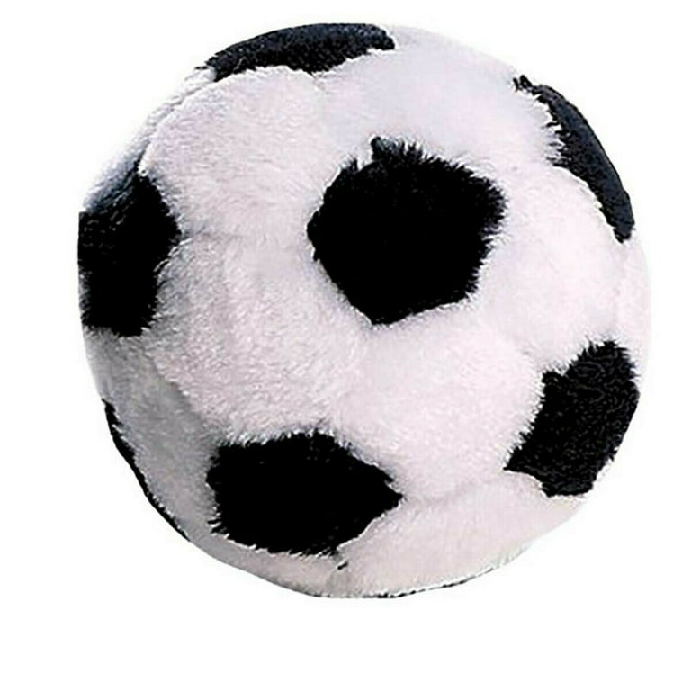 Dog Toys Soft Plush Soccer Ball Squeaker Black and White Sports