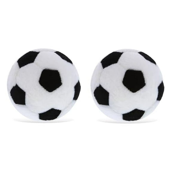 Dog Toys Soft Plush Soccer Ball Squeaker Black and White Sports Fetch Play 4.5" (2 Soccer Balls)