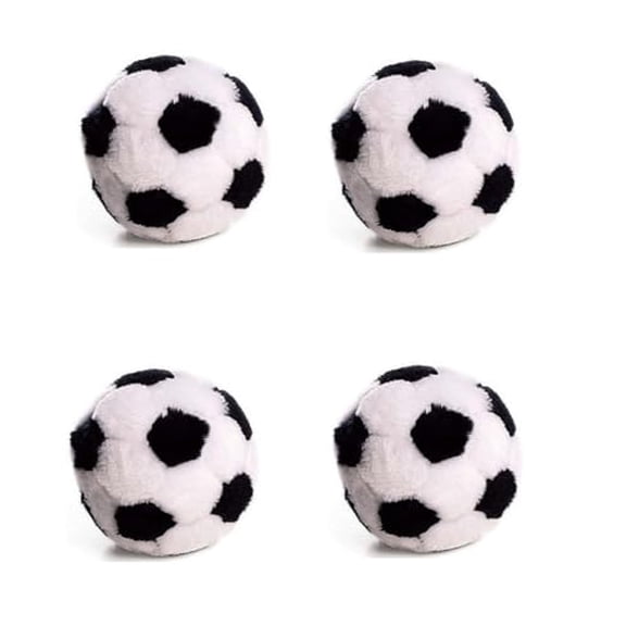Dog Toys Soft Plush Soccer Ball Squeaker Black and White Sports Fetch Play 4.5" (4 Soccer Balls)