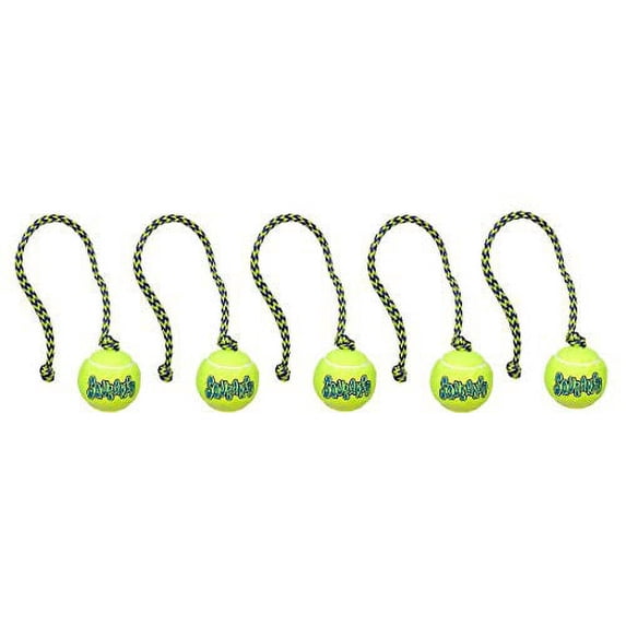 Dog Toys Squeaker Tennis Ball with Rope Floating Fetch Retriever Tugs 15" Long (Five Balls)