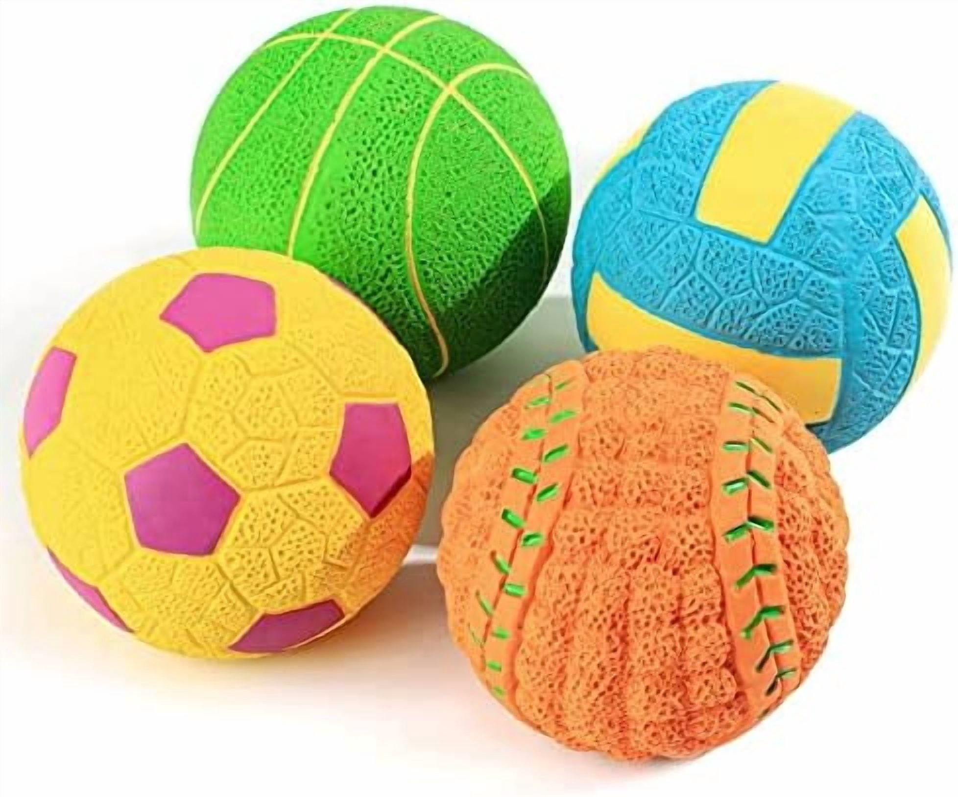 Dog Toys Squeaky, [4 Pack] Interactive Puppy Ball Toy, 2'' Soft Latex Rubber Fetch Play Pet Balls for Mini Breed Small Dogs Puppies