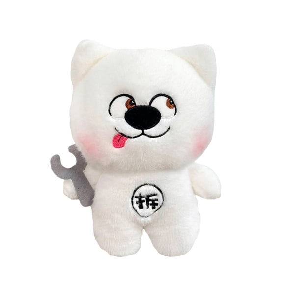 Dog Toys Stuffed Animal, Plush Dog Toys, 8 In, White, Blush for Cheeks, Wrench, Soft Stuffed Animal, Dog Gift, 1 Pc, Random Color