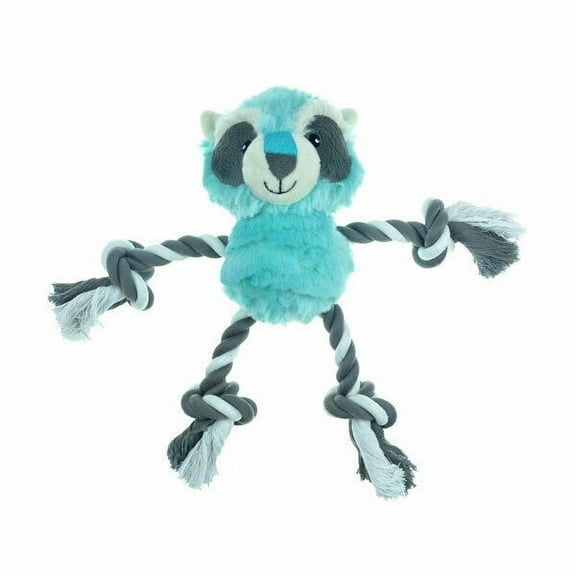 Dog Toys Tuggers Plush Rope Limbs Ball Center Choose Fox Raccoon or Moose 7 3/4" (Raccoon)