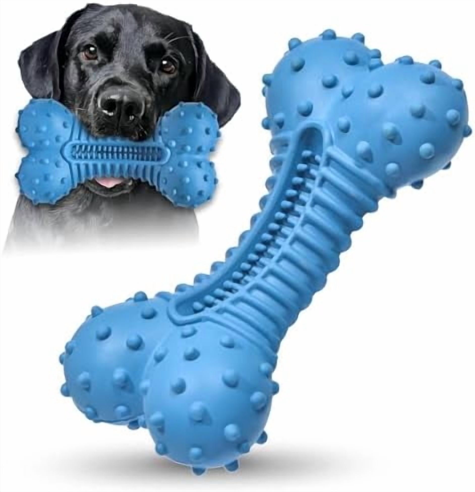 Dog Toys for Aggressive Chewers, Chew Toys for Medium Large Dogs, Durable Natural Rubber Toys with Bacon Flavor, Indestructible Dog Toy,Blue