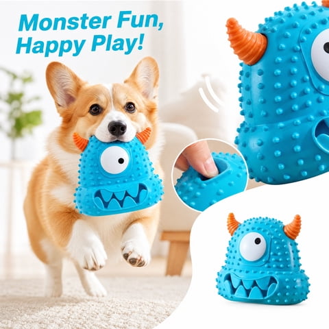 Dog Toys for Aggressive Chewers Interactive Dog Toys Squeaky Toys for Small Dogs Durable Rubber Puppy Chews for Oral Dental Care