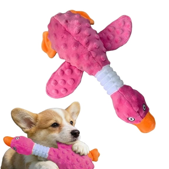 Dog Toys for Aggressive Chewers, Ongmies 2026 New Duck Dog Toys, Indestructible Dog Toy Calming Plush with Squeaker for Boredom Relief – Pink Dog Toy