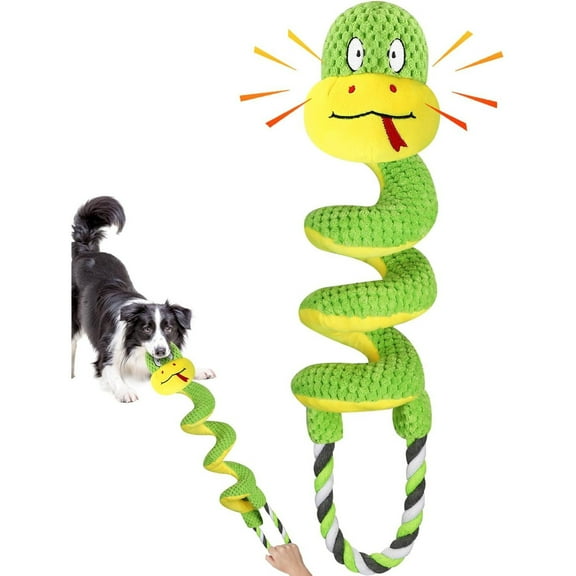 Dog Toys for Aggressive Chewers, Tough Interactive Tug of War Dog Toys, Squeaky Chew Toys for Small,Medium,Large Breed (Snake)