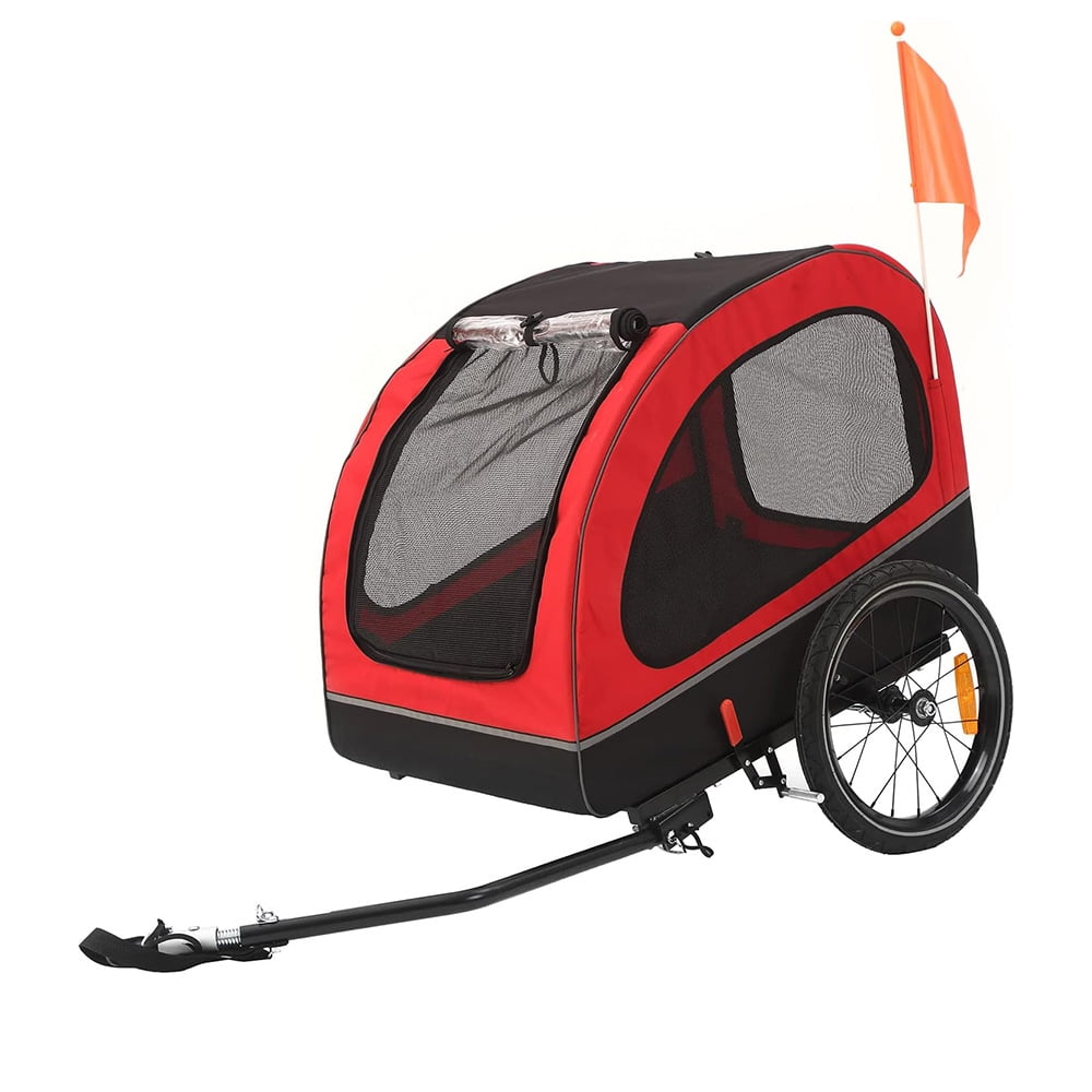 Dog Trailer, Folding Medium Pet Stroller with Seat Belts and Double