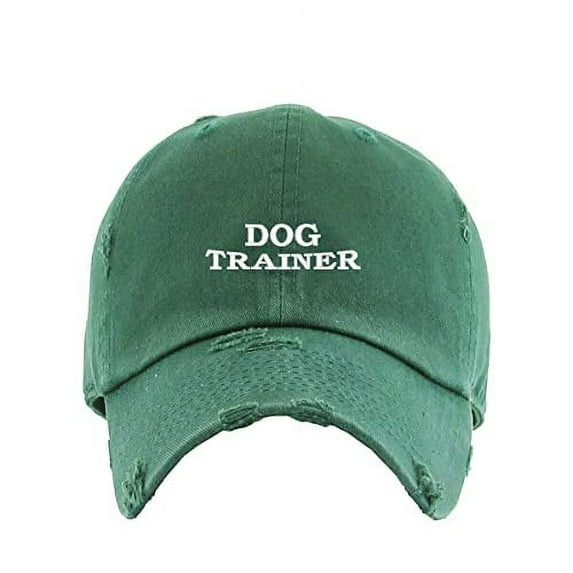 Dog Trainer Vintage Baseball Cap Embroidered Cotton Adjustable Distressed Dad Hat Hunter Green