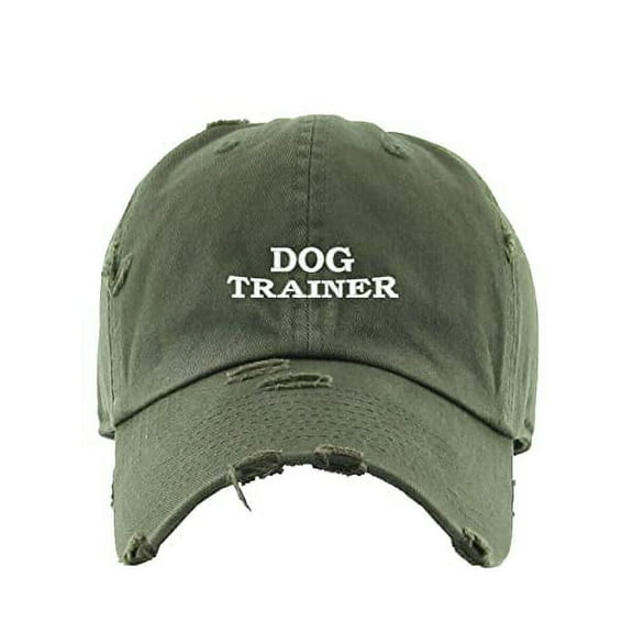 Dog Trainer Vintage Baseball Cap Embroidered Cotton Adjustable Distressed Dad Hat Olive