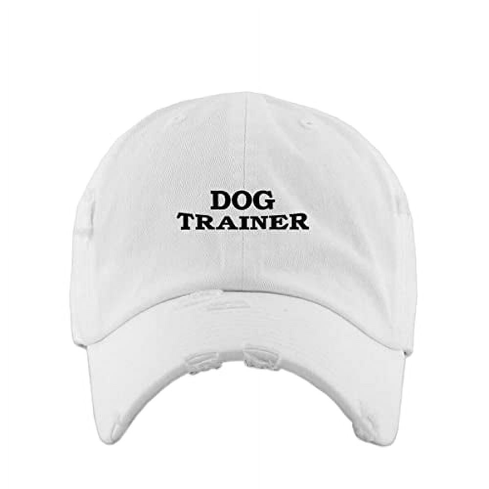 Dog Trainer Distressed Dad Hat - Embroidered Cotton Adjustable Baseball Cap, Dark Grey, Unisex - View #9