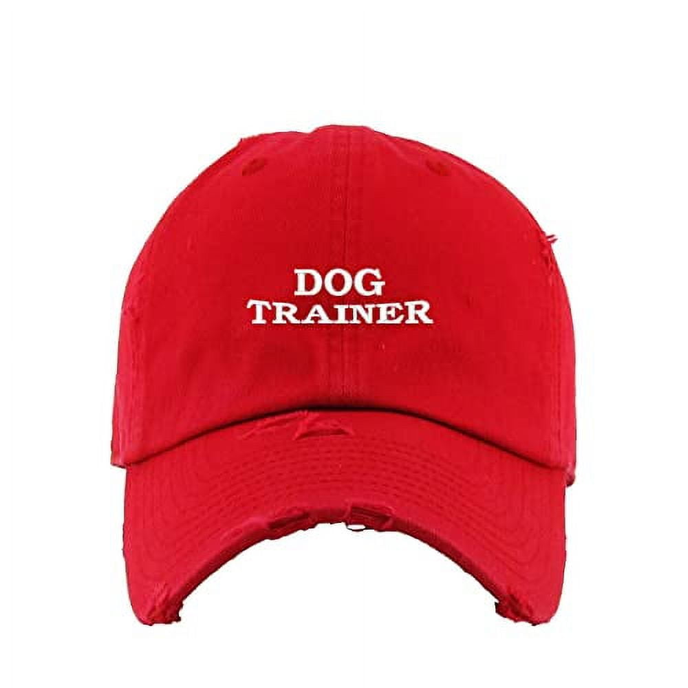 Dog Trainer Distressed Dad Hat - Embroidered Cotton Adjustable Baseball Cap, Dark Grey, Unisex - View #5