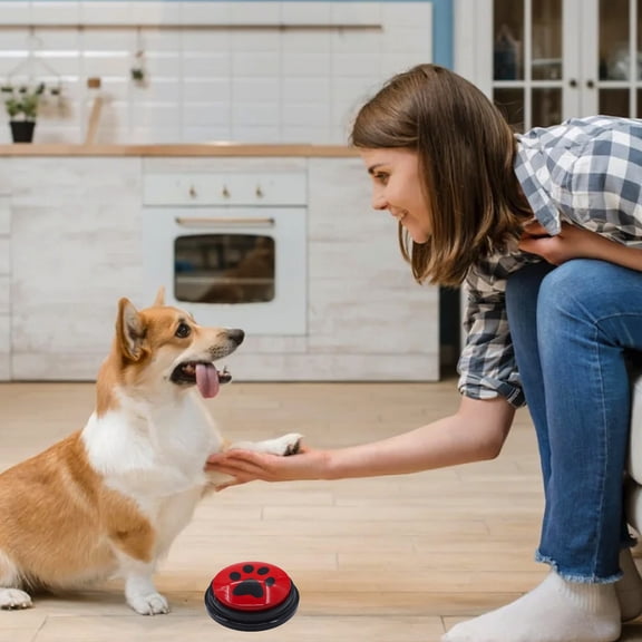 Dog Training Button Pet Communication Button Pet Communication Button Dog Training Tool with Recording Function Interactive Dog Talking Device Red Color Portable Design