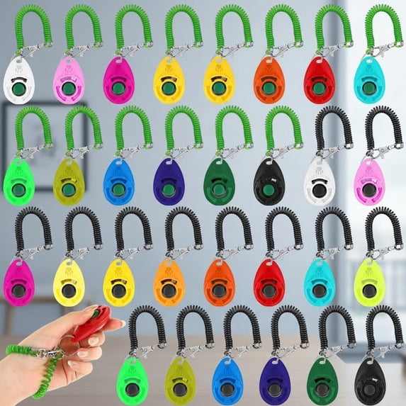Dog Training Clicker Bulk with Wrist Strap for Pet Trainer Accessories (30 Color)