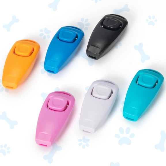 Dog Training Clicker Whistle for Training and Recall, Training Accessories for Puppy, Cats, Horses & Small Animals - 2 Pack with Lanyard (White + Light Blue)