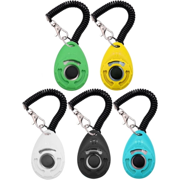 Dog Training Clicker with Wrist Strap Durable Lightweight Easy to Use,Pet Training Clicker for Cats Puppy Birds Horses,Perfect for Behavioral Training 5-Pack