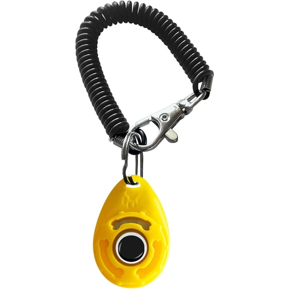 Dog Training Clicker with Adjustable Wrist Strap - Positive Reinforcement Pet Training Clicker for Dogs, Cats, and Puppies (Yellow)
