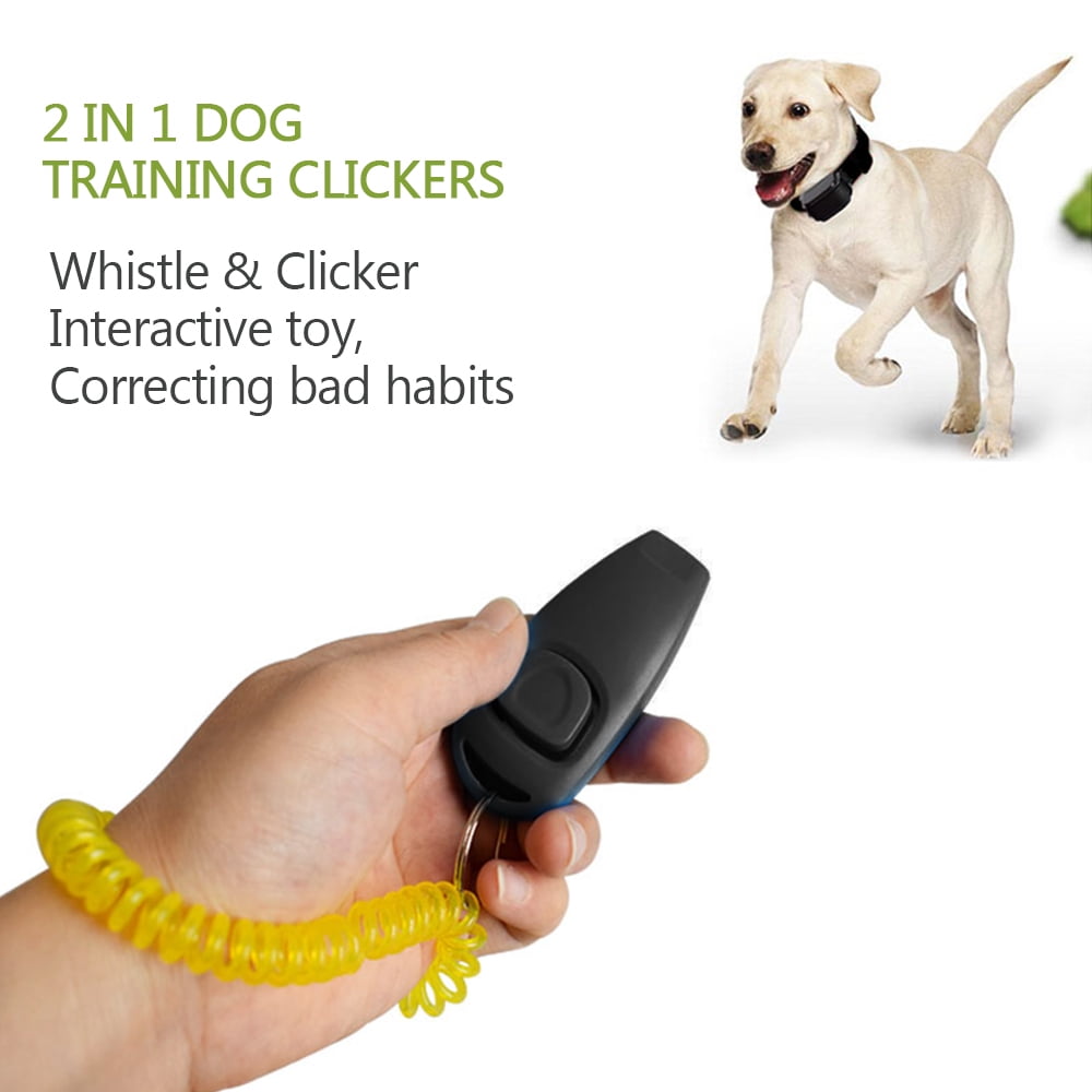  POPETPOP Pet Training Clicker Button 2Pc Dog Sound Trainer Pet  Training Accessory Wrist Band Tool Whistle Click for Puppy Dog Red * Blue  Push Clickers Button Clicker : מוצרים לחיות מחמד
