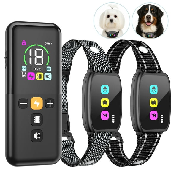 Dog Training Collar with Remote 2 Collars-Beep Collar for Dogs with 8 Sound Options Shock Vibration 2600ft Remote Control Safe Keyboad Lock