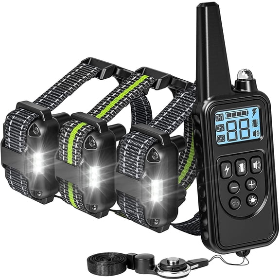 Dog Training Collar 3 Pack with Remote, IP65 Waterproof E-Collar with Beep, Vibration, Static & Light Modes for Small Medium Large Dogs