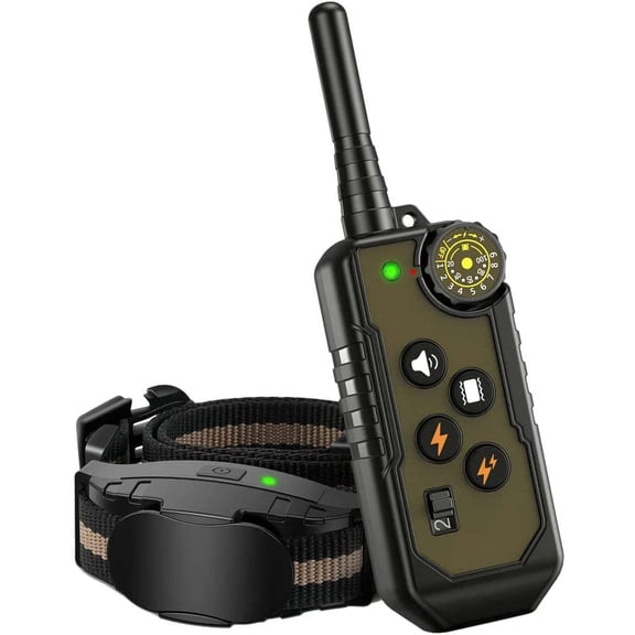 Dog Training Collar with 3280ft Remote Control, Electronic Shock Collar with Buzzer, Vibration, Shock & LED Lights, Waterproof Training Tool for All Dog Breeds & Sizes