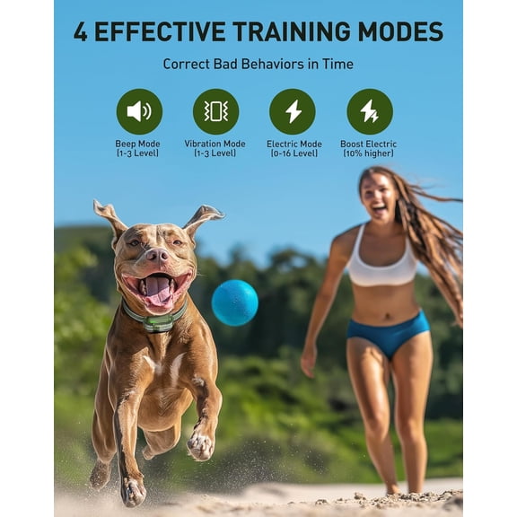 Dog Training Collar - 4200FT Training Collar with Remote for 5-120lbs Large Medium Small Dogs, IPX8 Waterproof E Collar with 4 Training Modes, Security Lock, Rechargeable (Green)