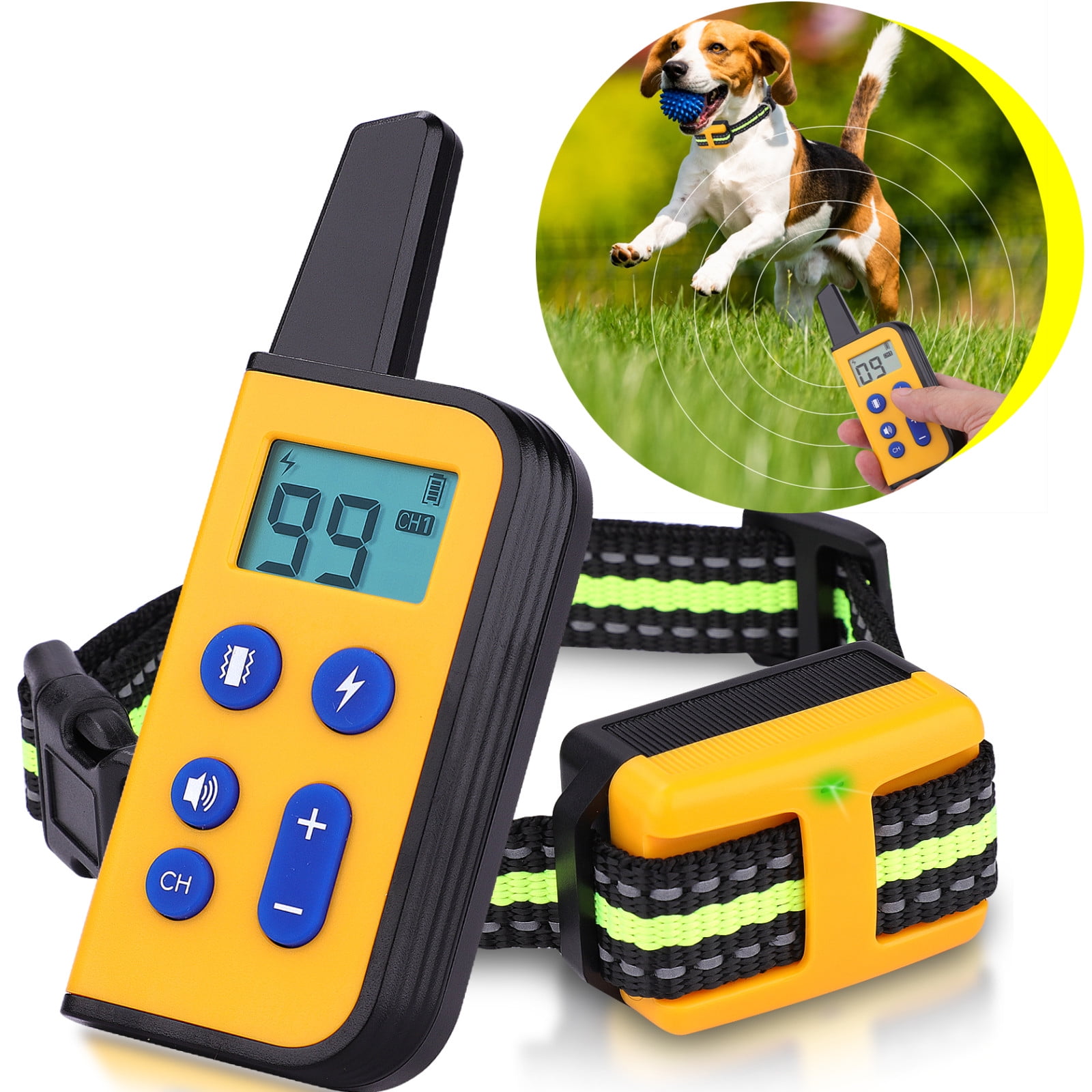 Dog Training Collar, IP68 Waterproof Shock Collar with Remote Training Collar for Dogs with 3 Modes, Beep Vibration and Shock, Bark Collar for Small Medium Large Dogs