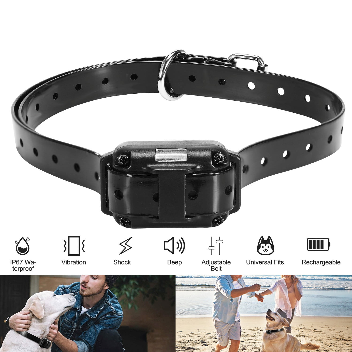 Dog Training Collar Receiver, IP67 Waterproof Static Collar with 3 Modes Shock Vibration Beep, 2625FT Remote Range, Rechargeable Adjustable Collar for Small Medium Large Dogs