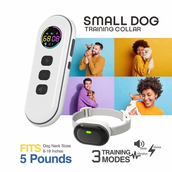 Dog Training Collar with Remote, 198 Levels Beep/Vibration/Static, 1300ft Range, Waterproof Rechargeable Mini Receiver, for Small & Medium Dogs 5–15 lb, White