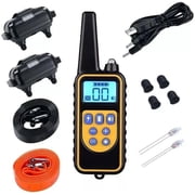Dog Training Collar with Remote 3000FT Range Rechargeable Waterproof Shock Collar for Dogs with Vibration Beep LED Light Adjustable Soft PU for Medium Large Dogs for 2 Dog