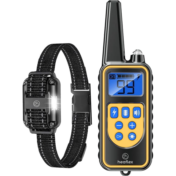 Dog Training Collar with Remote, 3300ft Remote Dog Shock Collar, IPX7 Waterproof Rechargeable E-Collar, 4 Training Modes (Night LED Light，Beep, Vibration, Shock) for Small Medium Large Dogs