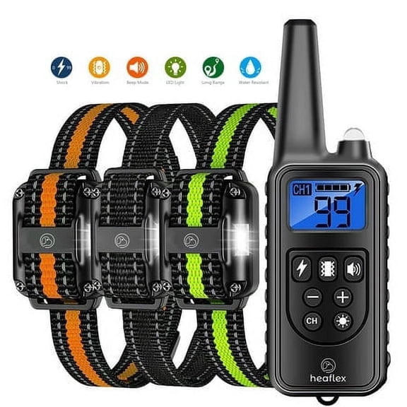 Heaflex Dog Training Collar with Remote, Electronic Shock Collar with Beep, Vibration, and Light Mode, Waterproof Electric Dog Collar for All Dogs