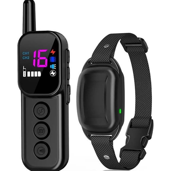 Dog Training Collar with Remote, Rechargeable Waterproof E-Collar with Beep, Vibration and Static Correction, 1000 ft Range, Adjustable for 10-110 lb Dogs