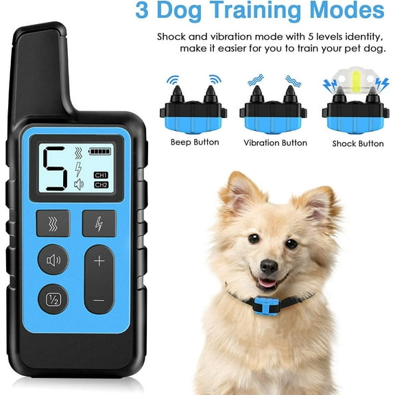 Dog Training Collar; Waterproof Shock Collars for Dog with Remote Range 1640 Ft; 3 Training Modes; Beep; Vibration and Shock; Rechargeable Electric Dog Collar for Small Medium Large Dogs
