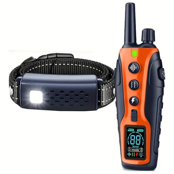 Dog Training Collar w/ Flashlight - 4000ft Remote, Adjustable Strap, E-Shock, Vibration, Sound, USB Rechargeable, Waterproof for Night Walks & Obedience for Dogs (5-150lbs)