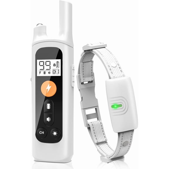 Dog Training Collar with Remote, Rechargeable E-Collar with Beep, Vibration, Optional Static Correction, LED Light, 3300 ft Range, IPX67