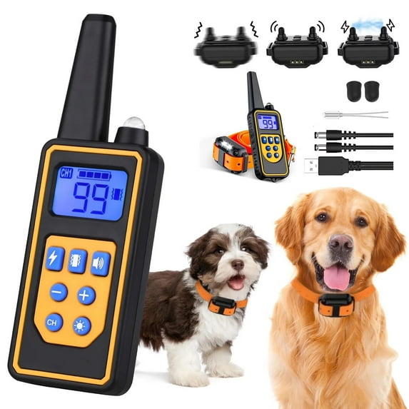 Dog Training Collars, Dog Shock Collar with Remote 2600 Feet, 3 Modes Beep Vibration Shock, IPX7 Waterproof, LED Light, USB Charging, Dog Bark Collar for Training Small Medium Large Dogs